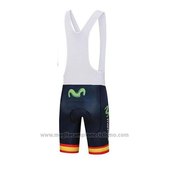 2018 Abbigliamento Ciclismo Movistar Campione Spagna Manica Corta e Salopette